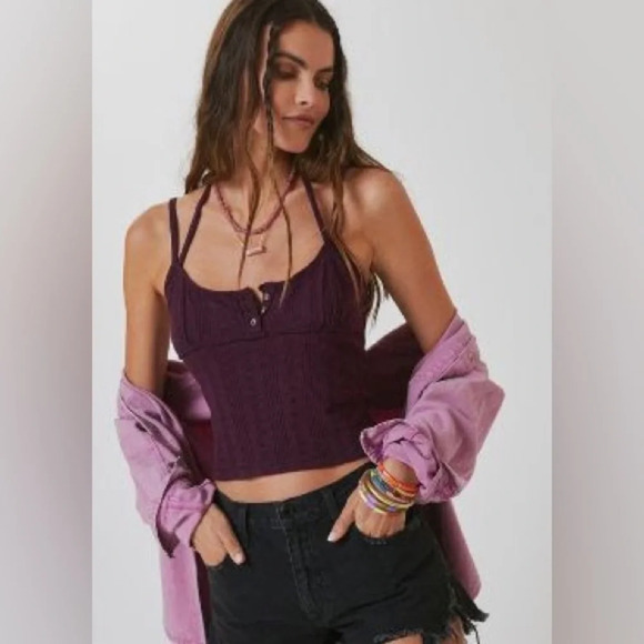 Anthro PILCRO SUSTAINABLE HENLEY TANK, Purple, XL, NWT - Picture 1 of 9